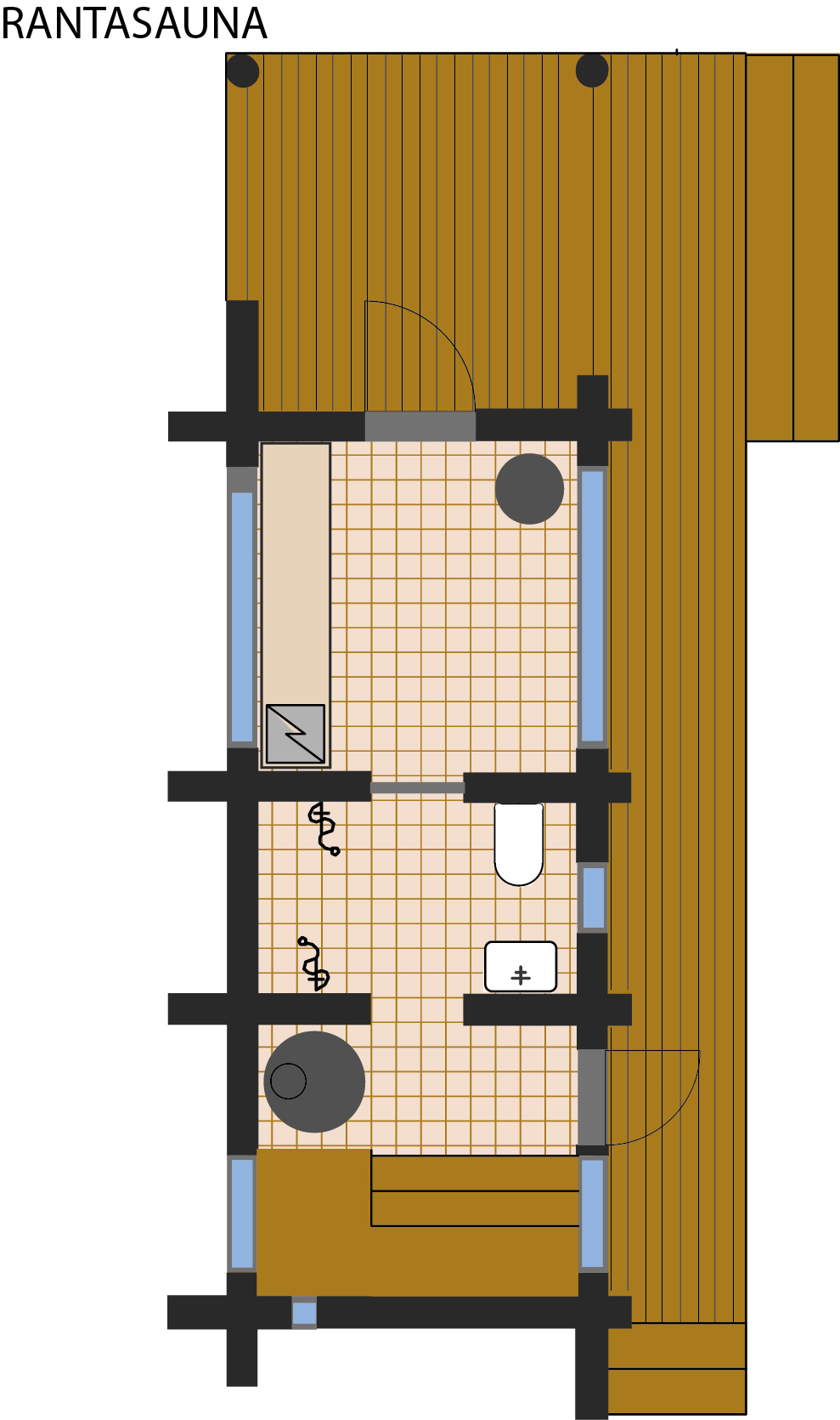 Lakeside sauna's layout